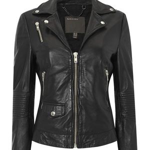 Muubaa Selengor black leather moto jacket size 6